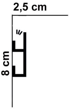 Licht 019 P   8x2,5cm Fussleiste und Deckenleiste für LED